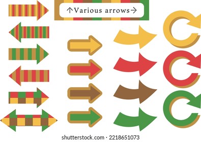 Various colorful arrow sets of pancake color