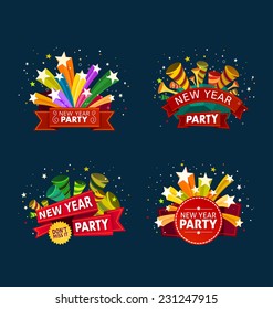 various colorful banner and tittle template for new year party event