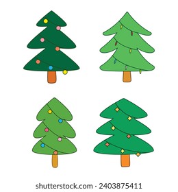 Various colorful christmas tree cartoon for celebration, element, illustration and event