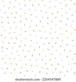 Various colorful confetti seamless vector pattern. Abstract glitter texture. Cute hand drawn background for wrapping paper, textile, print, fabric, wallpaper, card, gift, apparel, packaging.