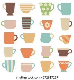 Various colorful cups and mugs