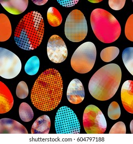 various colorful Easter eggs design low polygon seamless pattern eps10