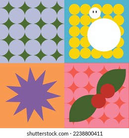 Se utilizan varios elementos coloridos en colores vivos.