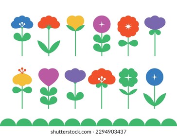 diversos, coloridos, flor, vector, ilustración