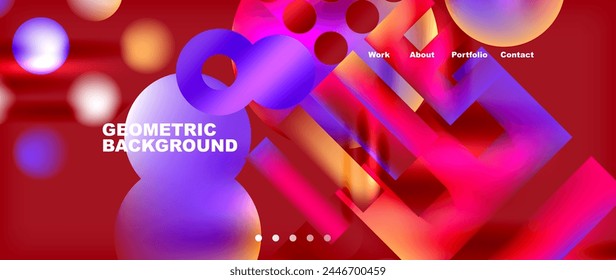 Various colorful geometric shapes abstract web template with gradients and light blur effects. Vector Illustration For Wallpaper, Banner, Background, Card, Book Illustration, landing page