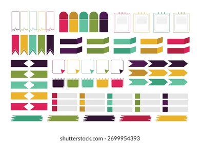 Various colorful paper notes set vector illustration