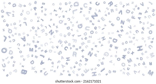 Various Colorful Random Randomly Placed, Sized and Oriented Letters Pattern - Texture, Background, Design Element in Editable Vector Format