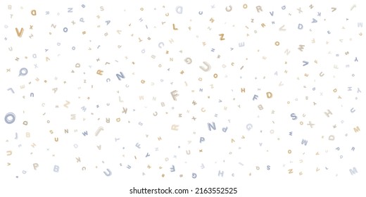 Various Colorful Random Randomly Placed, Sized and Oriented Letters Pattern - Texture, Background, Design Element in Editable Vector Format
