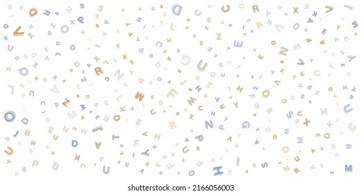 Various Colorful Random Randomly Placed and Sized Letters Pattern - Texture, Background, Design Element in Editable Vector Format