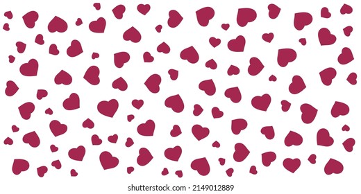 Various Colorful Randomly Placed, Sized and Oriented Purple Hearts Pattern - Texture, Background, Design Element in Editable Vector Format