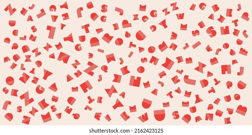 Various Colorful Randomly Placed, Sized and Oriented Art Deco Style Bold Letters Pattern - Texture on Wide Scale Background, Design Element for Web or Book Covers in Editable Vector Format
