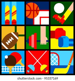 various colorful sport symbols