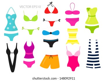 Various colorful vector swimsuit set