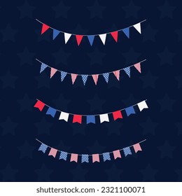 various colors of american independence day triangular flag