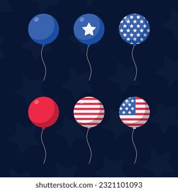 various colors of american independence day balloons