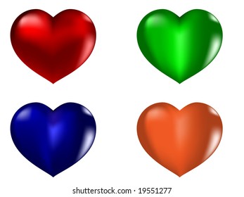 Corazones de varios colores