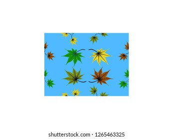 The various colors leafs on the sky blue background, to be the seamless wallpaper 