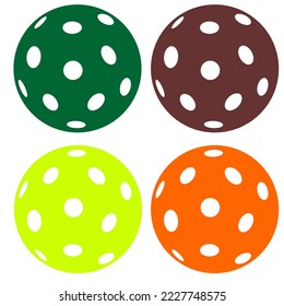 various colors of pickleballs vector