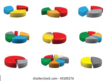 various colors pie charts