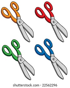 Various colors scissors - vector illustration.