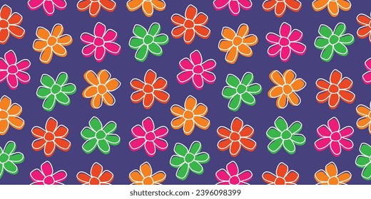 Verschiedene Farben Nahtlose Muster mit Herbstblumen. Einzigartig farbenfroh und lebhaft.