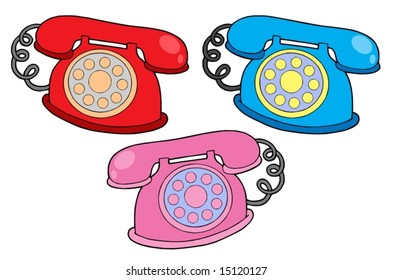 Various colors telephones - vector illustration.
