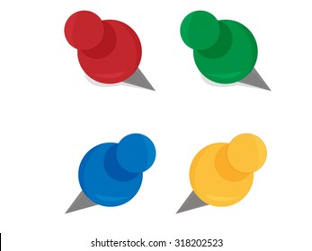 Various colors of vector pins. 