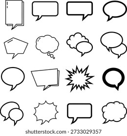 Varias burbujas de discurso de estilo de cómic y nubes de pensamiento para cuadros de texto vacíos de diálogo