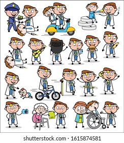 Various Comic Doctor - Set of Concepts Vector illustrations
