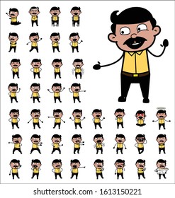 Various Comic Indian Man Poses - Set of Concepts Vector illustrations