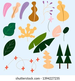 various components of illustration leaves,Suitable For building Wallpaper, Banner, Background, Card, Book Illustration etc.
