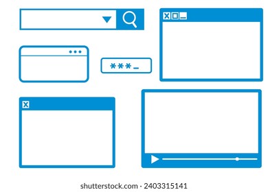 Verschiedene Computer-Popup-Fenster und Suchfenster