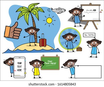 Various Concepts of Office Lady - Set of Cartoon Vector illustrations