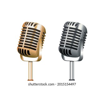 Various concert microphones collection vector illustrations isolated on transparent