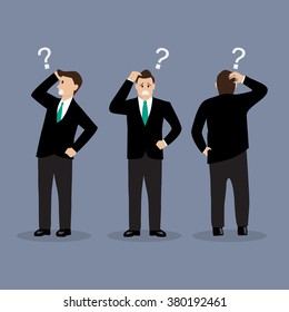 Various confused businessman. Vector illustration