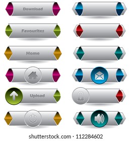 Various cool new buttons with shadows on white background