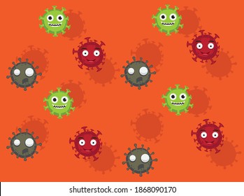 Various Coronavirus Cartoon Illustration Seamless Background