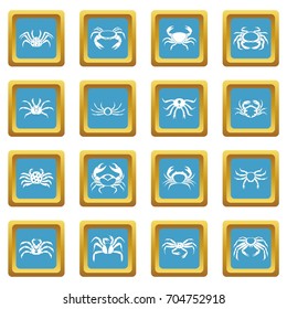 Various crab icons set in azur color isolated vector illustration for web and any design