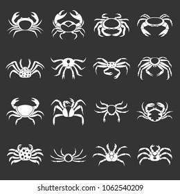 Various crab icons set vector white isolated on grey background 