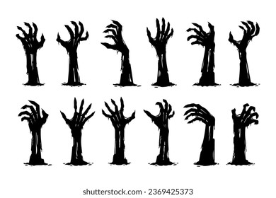 various creeppy zombie hands silhouette