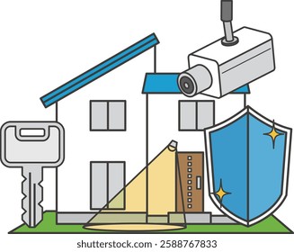 Various crime prevention illustrations for homes