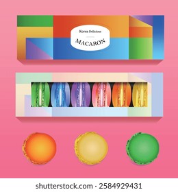 Various cross sections of colorful macarons