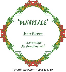 Various crowd of colorful wreath frame for abstract card of marriage. Vector