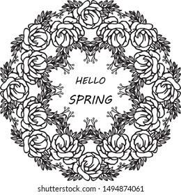 Various crowd of leaf floral frame, for card hello spring modern style. Vector