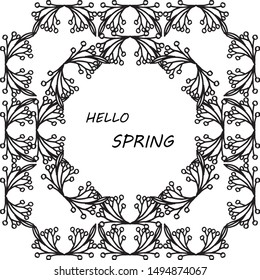 Various crowd of leaf floral frame, for card hello spring modern style. Vector