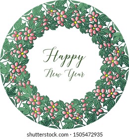 Various crowd of leaf flower frame, place for your text, happy new year. Vector
