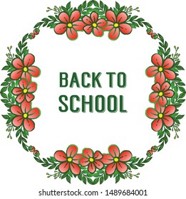 Various crowd of orange floral frame, for card back to school background. Vector