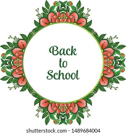 Various crowd of orange floral frame, for card back to school background. Vector