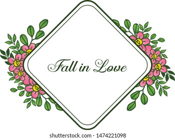 Various crowd pink floral frame, for card fall in love, romantic. Vector