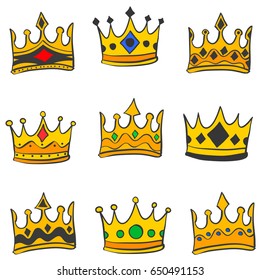 Various crown elegant doodle style